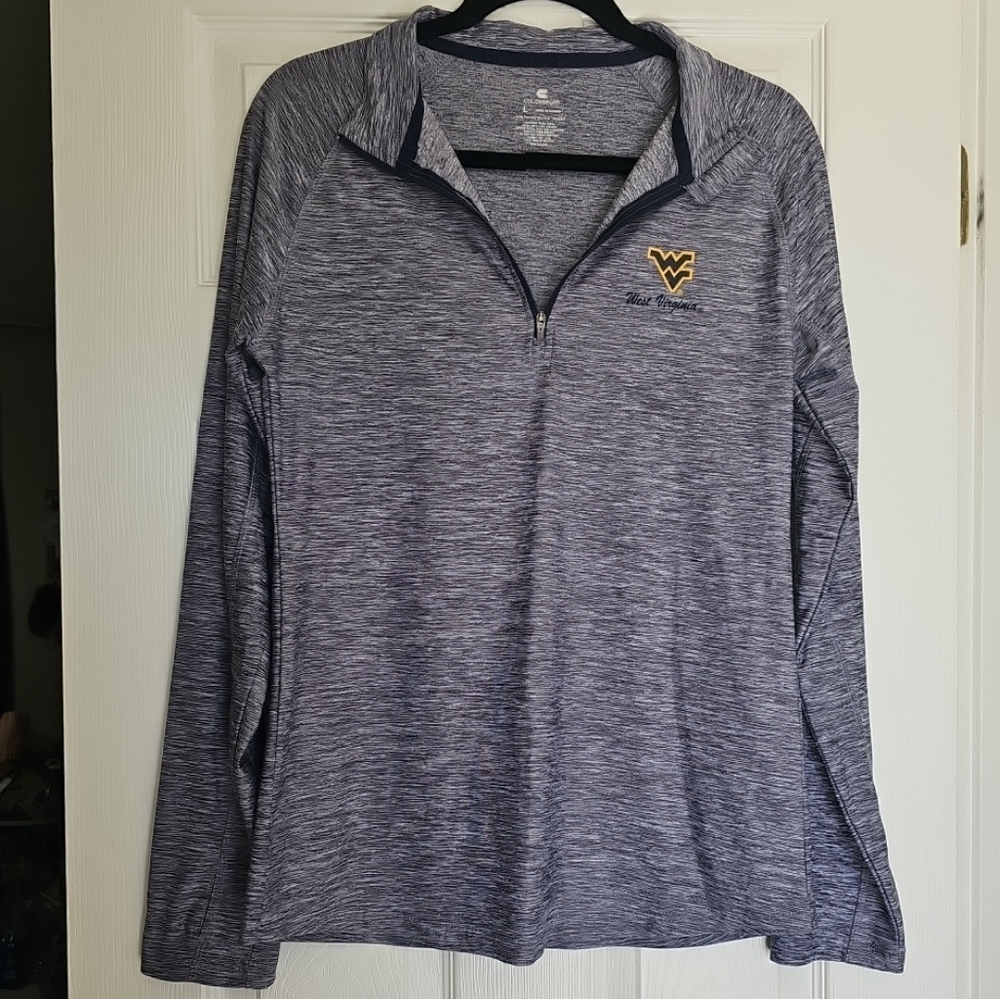 West Virginia Mountaineers 1/4 Zip Pullover Womens Large Gray WVU